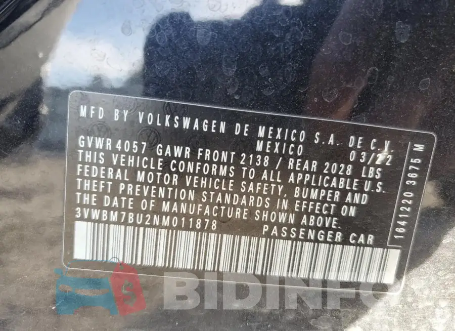 3VWBM7BU2NM011878 Photo# 12