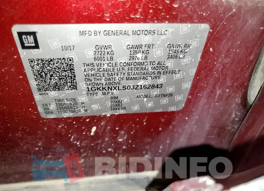1GKKNXLS0JZ162843 Photo# 13