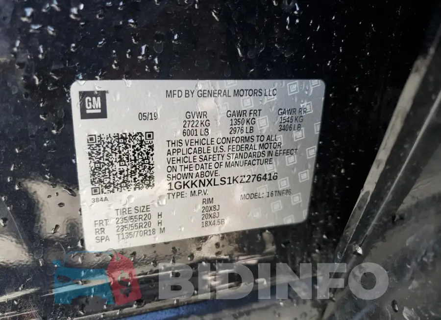 1GKKNXLS1KZ276416 Photo# 13