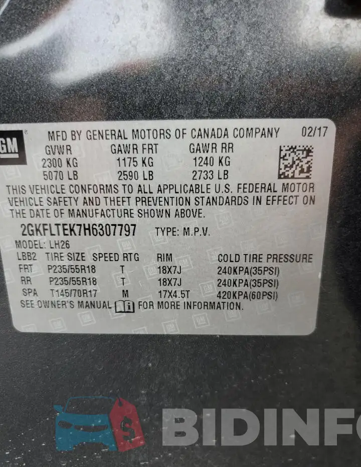 2GKFLTEK7H6307797 Photo# 14
