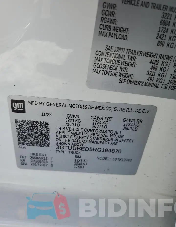 3GTUUBED5RG190870 Photo# 13