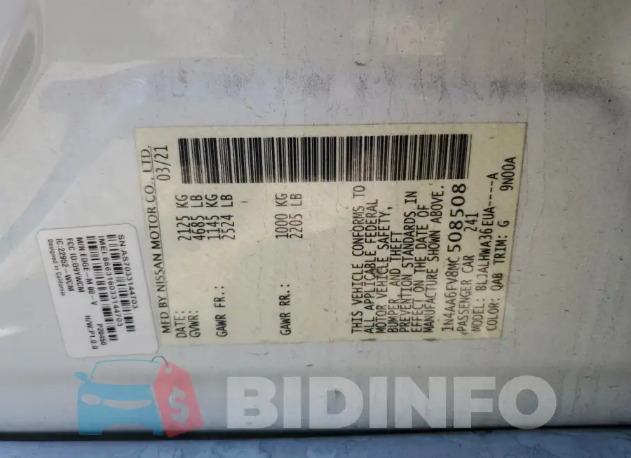 1N4AA6FV8MC508508 Photo# 13
