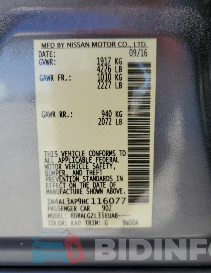 1N4AL3AP9HC116077 Photo# 13