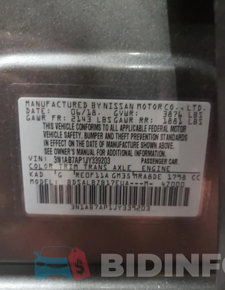 3N1AB7AP1JY339203 Photo# 13