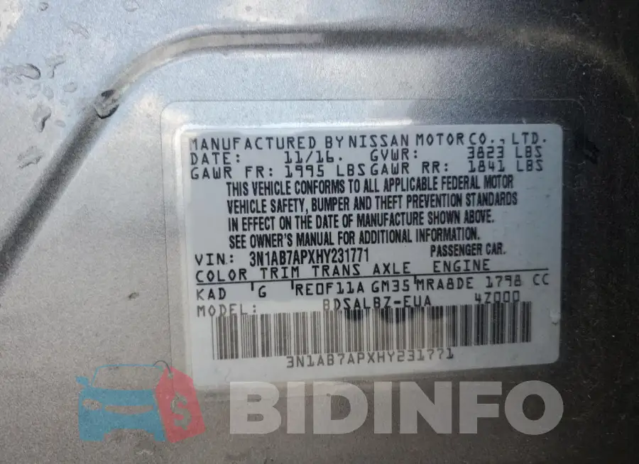 3N1AB7APXHY231771 Photo# 13