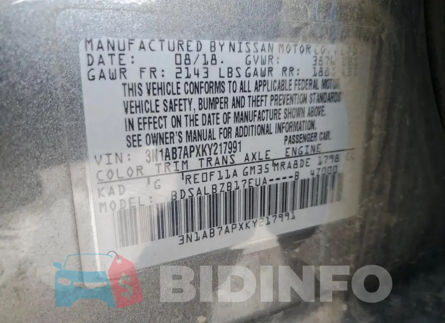 3N1AB7APXKY217991 Photo# 13