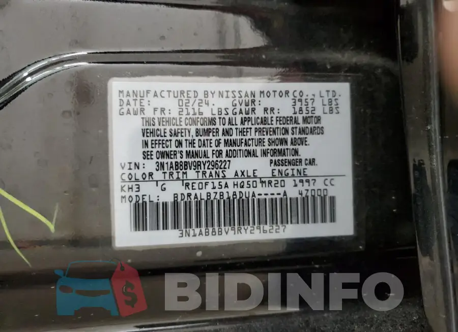 3N1AB8BV9RY296227 Photo# 13