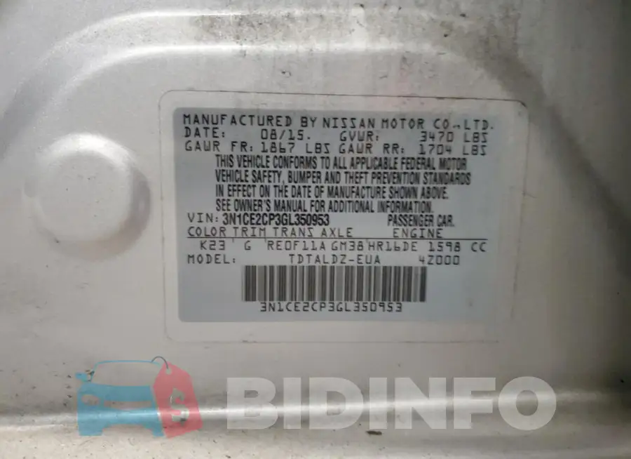 3N1CE2CP3GL350953 Photo# 12