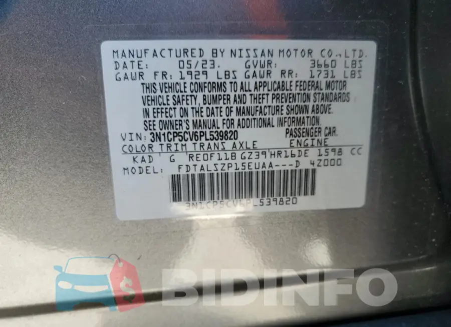 3N1CP5CV6PL539820 Photo# 13