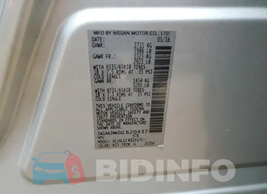 5N1AR2MN3GC620437 Photo# 13