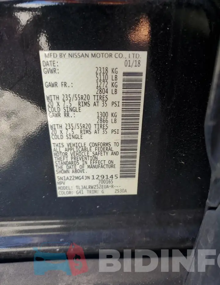 5N1AZ2MG4JN129145 Photo# 14