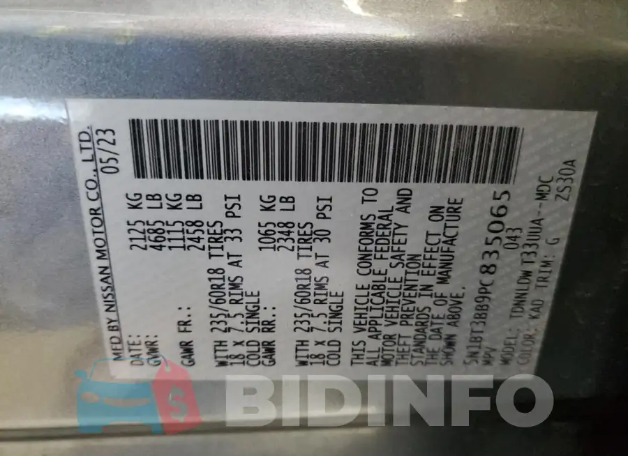 5N1BT3BB9PC835065 Photo# 13