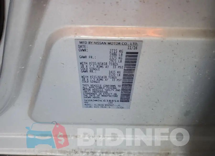 5N1DR2MM2HC638854 Photo# 12