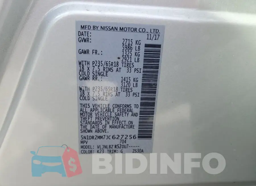 5N1DR2MM7JC627256 Photo# 13