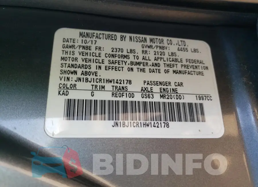 JN1BJ1CR1HW142178 Photo# 13