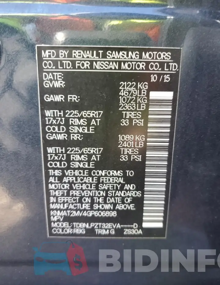 KNMAT2MV4GP606898 Photo# 13