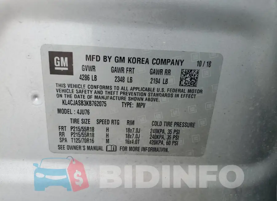 KL4CJASB3KB762075 Photo# 12