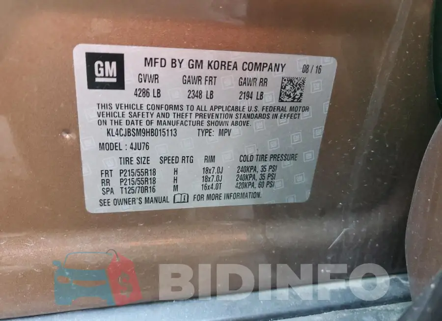 KL4CJBSM9HB015113 Photo# 13
