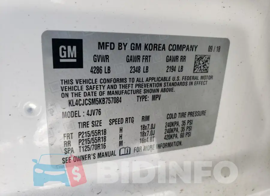 KL4CJCSM5KB757084 Photo# 13