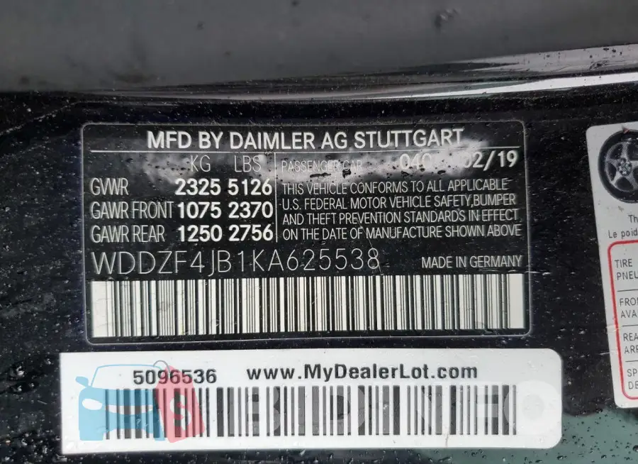 WDDZF4JB1KA625538 Photo# 13