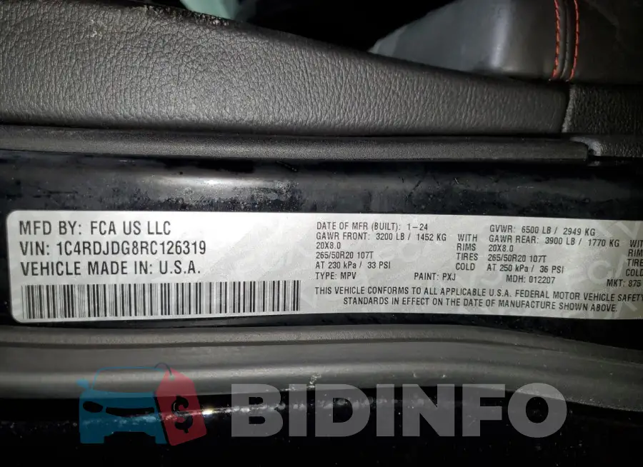 1C4RDJDG8RC126319 Photo# 13