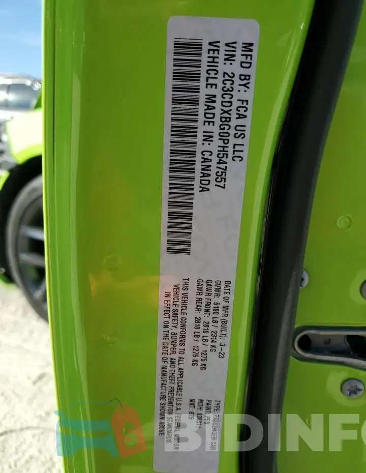 2C3CDXBG0PH547557 Photo# 13