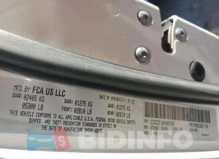 2C3CDZFJXKH687934 Photo# 12