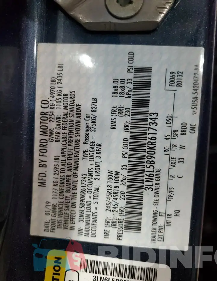 3LN6L5B90KR617343 Photo# 12