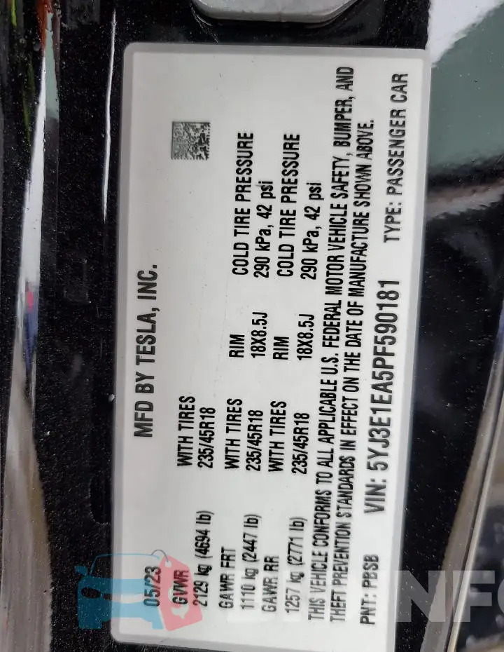 5YJ3E1EA5PF590181 Photo# 13