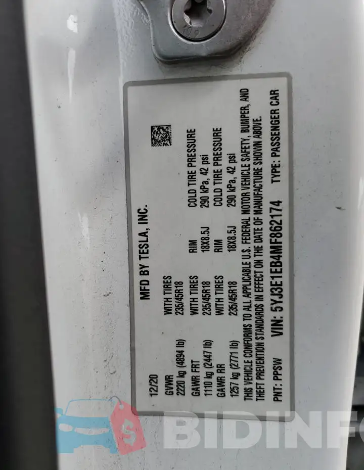 5YJ3E1EB4MF862174 Photo# 12