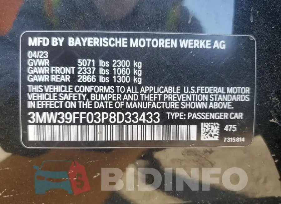 3MW39FF03P8D33433 Photo# 12