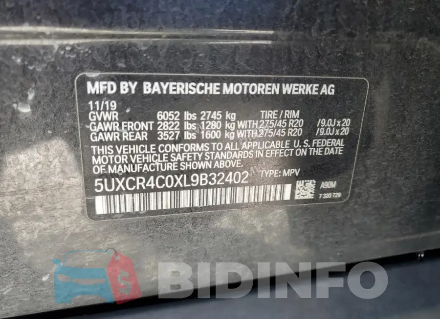 5UXCR4C0XL9B32402 Photo# 14