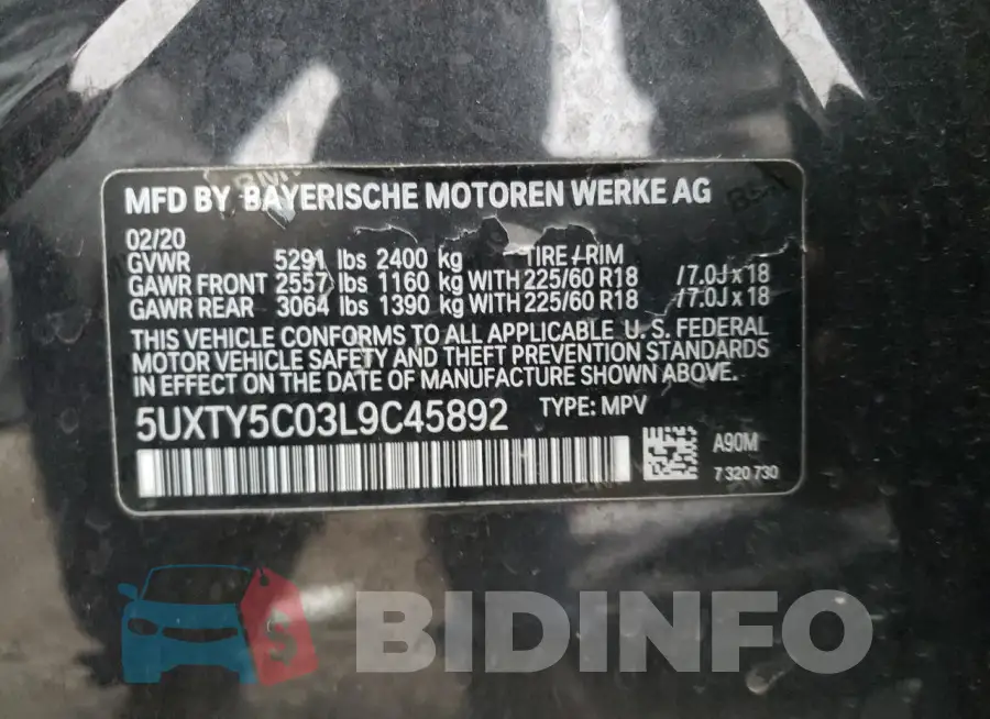 5UXTY5C03L9C45892 Photo# 14