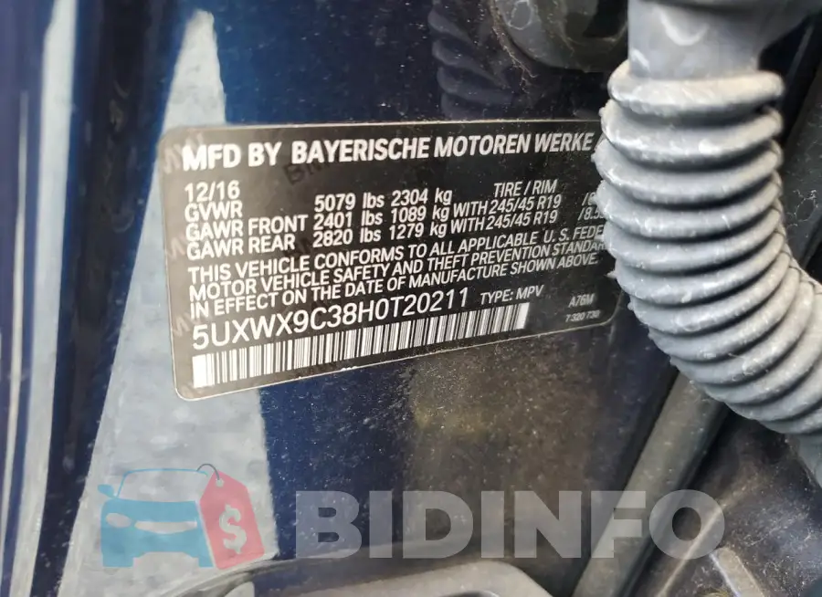 5UXWX9C38H0T20211 Photo# 13