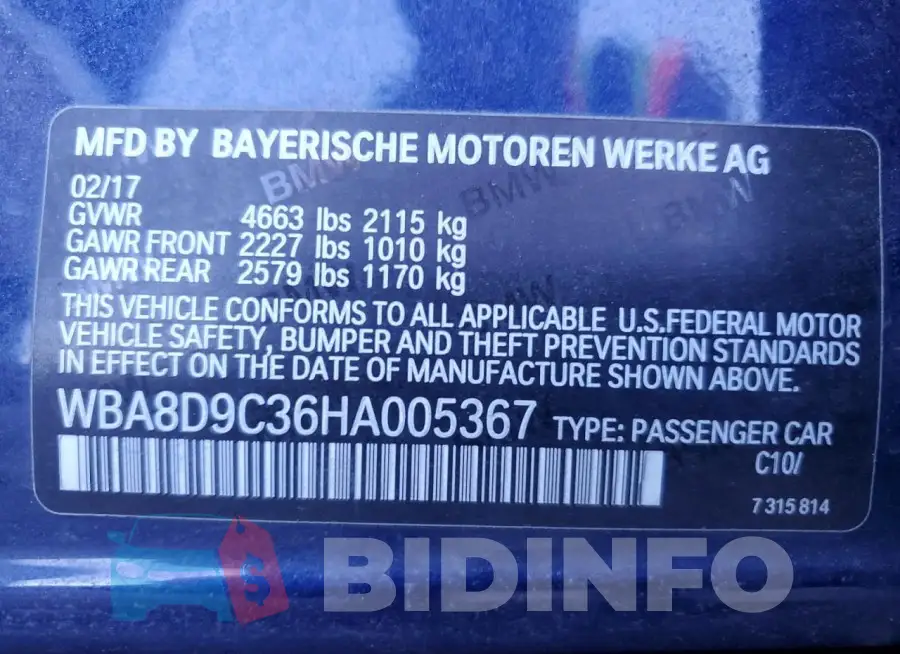 WBA8D9C36HA005367 Photo# 12