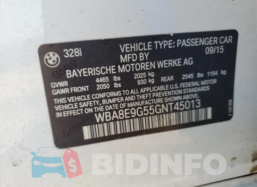 WBA8E9G55GNT45013 Photo# 13