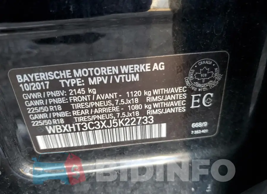 WBXHT3C3XJ5K22733 Photo# 12