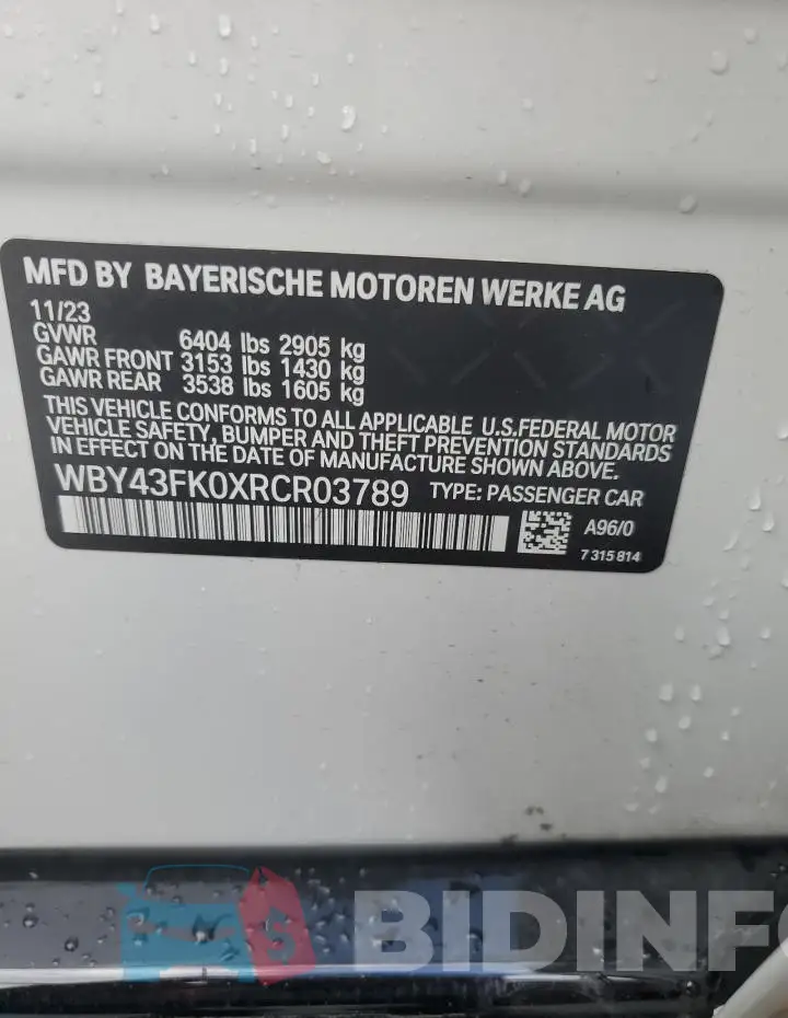 WBY43FK0XRCR03789 Photo# 12