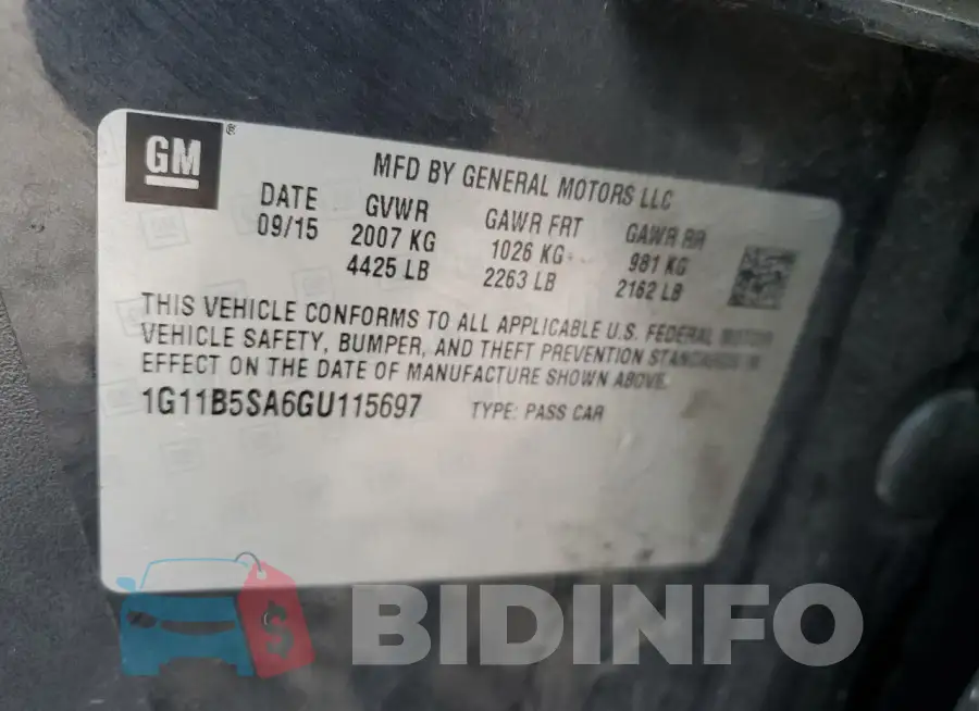 1G11B5SA6GU115697 Photo# 12