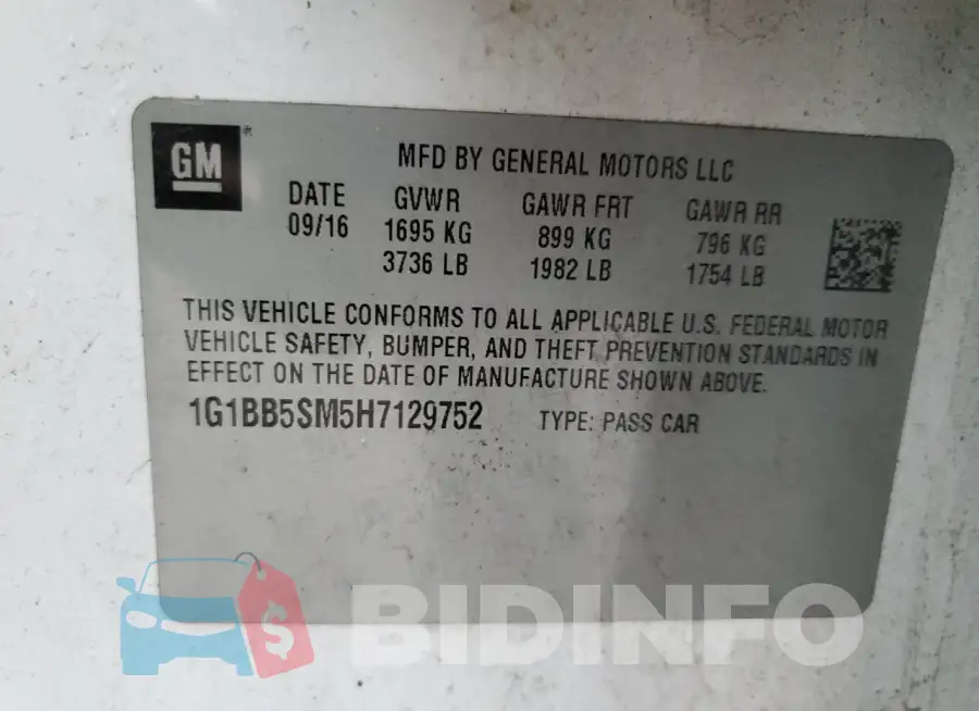 1G1BB5SM5H7129752 Photo# 13