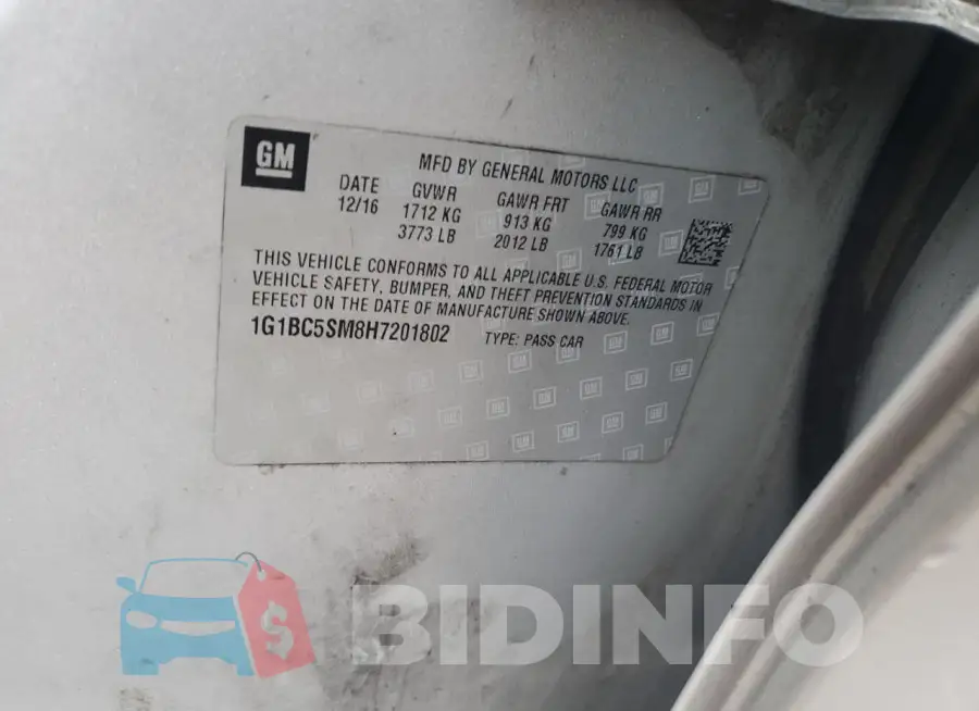 1G1BC5SM8H7201802 Photo# 12