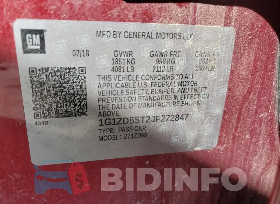1G1ZD5ST2JF272847 Photo# 12