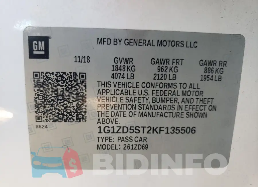 1G1ZD5ST2KF135506 Photo# 12