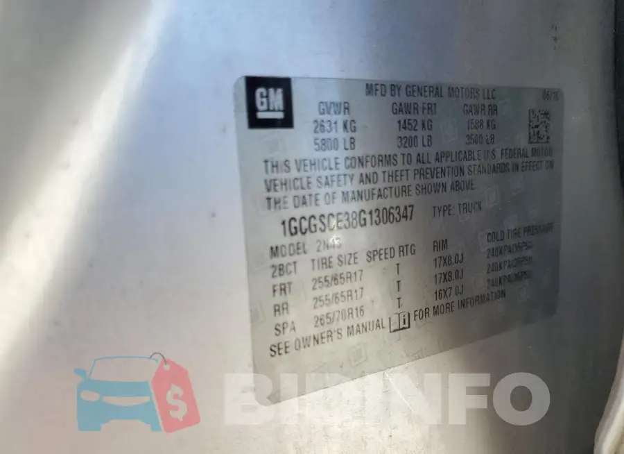 1GCGSCE38G1306347 Photo# 13