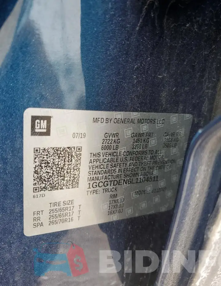 1GCGTDEN6L1104511 Photo# 13