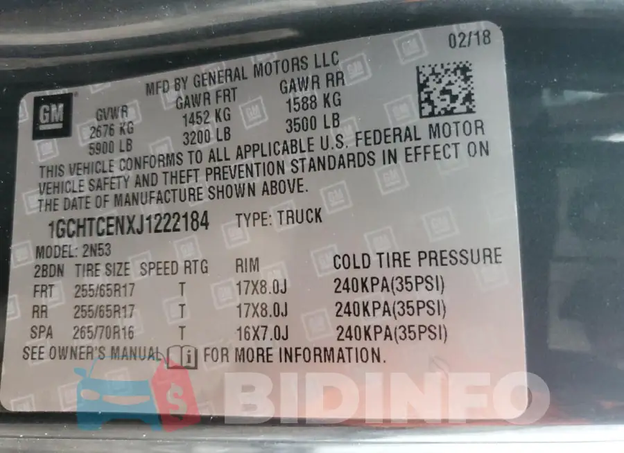 1GCHTCENXJ1222184 Photo# 13