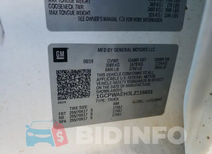 1GCPWAEH3LZ116651 Photo# 12