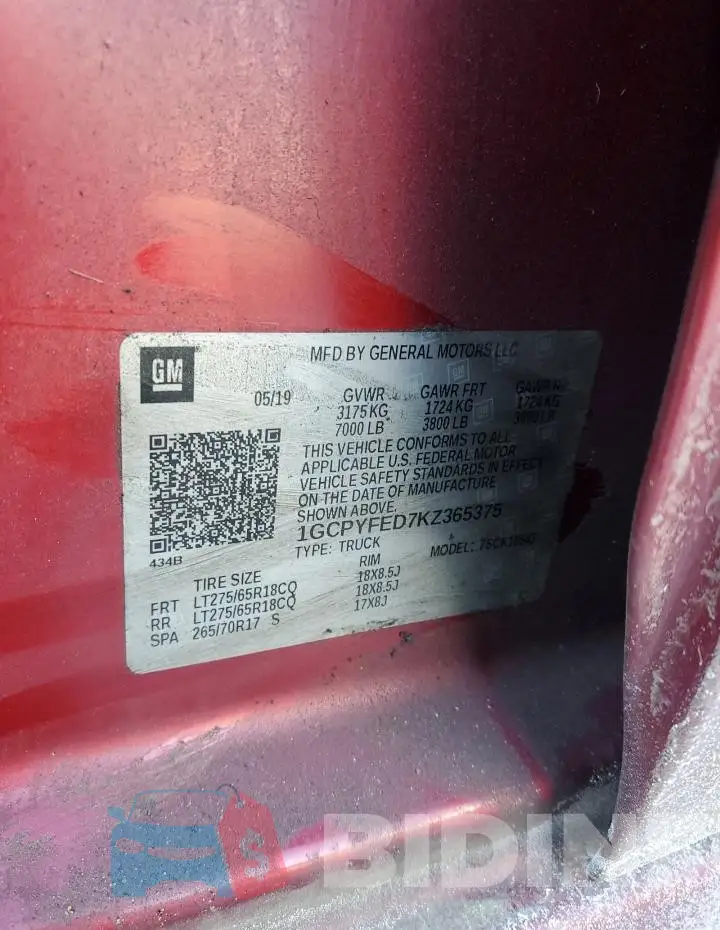 1GCPYFED7KZ365375 Photo# 12