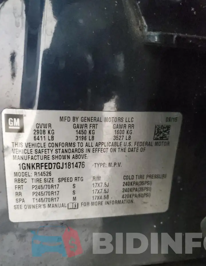 1GNKRFED7GJ181476 Photo# 13