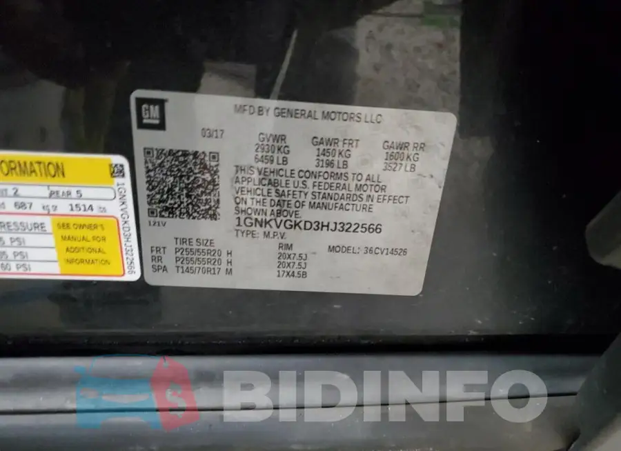 1GNKVGKD3HJ322566 Photo# 14
